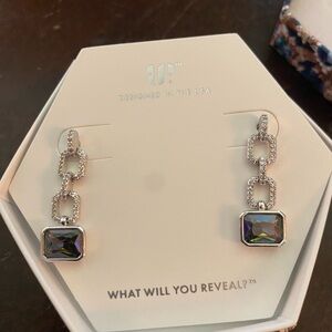 Silver tone and Alexandrite Geometric Drop Earrings Bomb Party June Collection